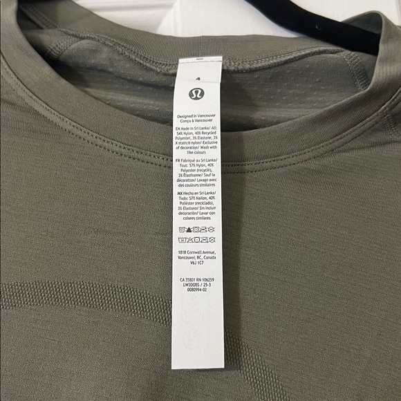 NWT Lululemon Swiftly Tech Long Sleeve Shirt 2.0 - waist length size 4 - Picture 3 of 4
